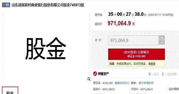 中股配资官网 拍卖诸城这银行的股金，每股价格1.3元