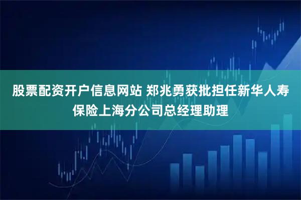 股票配资开户信息网站 郑兆勇获批担任新华人寿保险上海分公司总经理助理