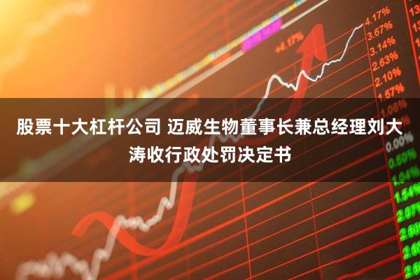 股票十大杠杆公司 迈威生物董事长兼总经理刘大涛收行政处罚决定书